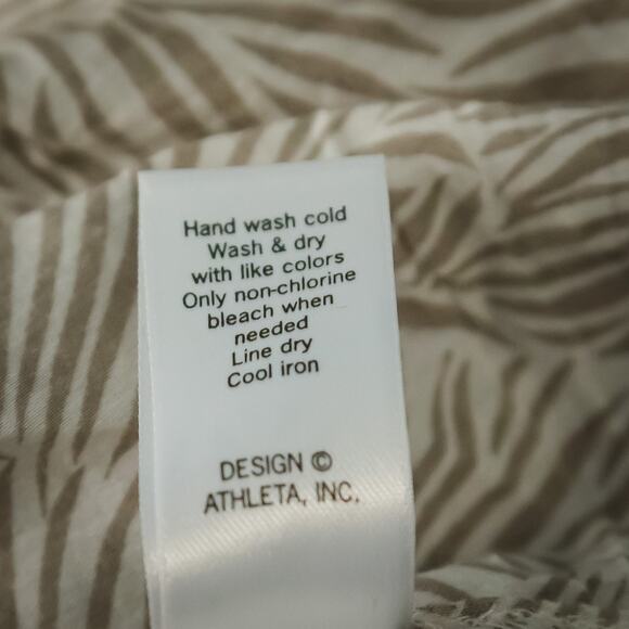 Athleta Size Large L Tan Kimssa Print Tie Neck Long Sleeve Swim Tunic Cover Up - Picture 6 of 7